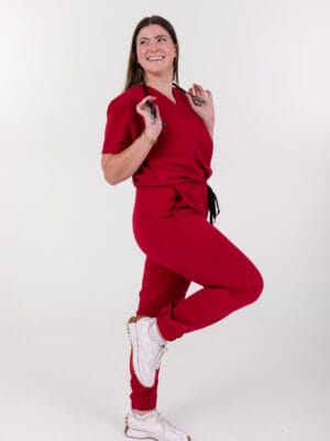 Ruby Red Scrub Jogger Pants