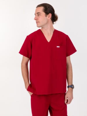 Ruby Red Scrub Top