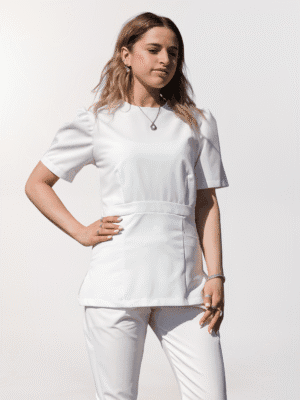 White Peplum Top
