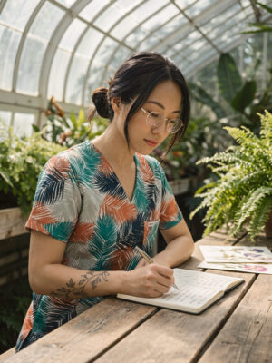 Leaves Scrub Top